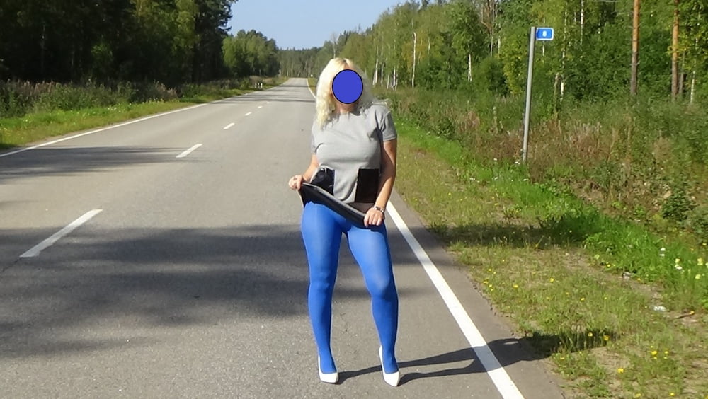 my ass in black pantyhose in nature #107229484