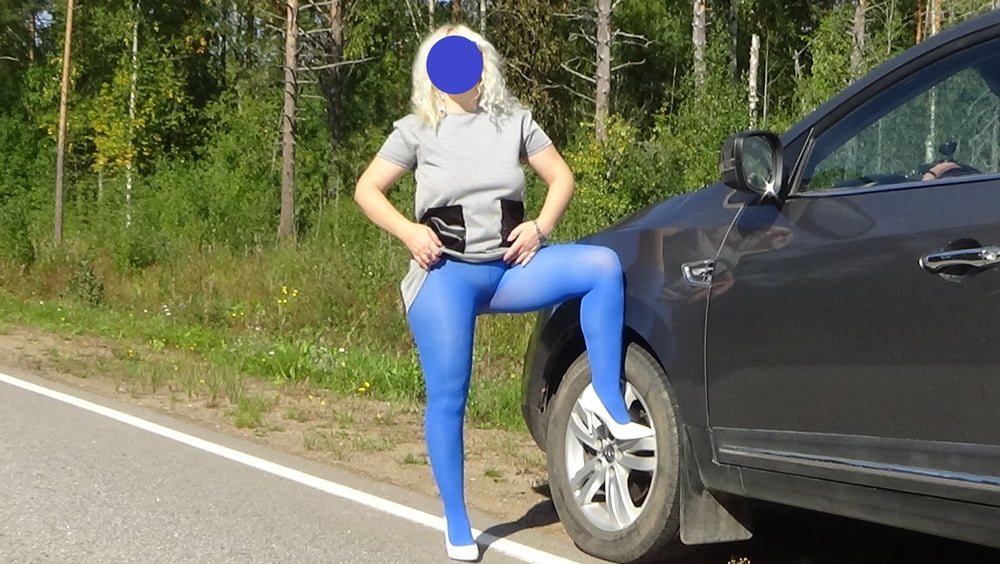 my ass in black pantyhose in nature #107229486