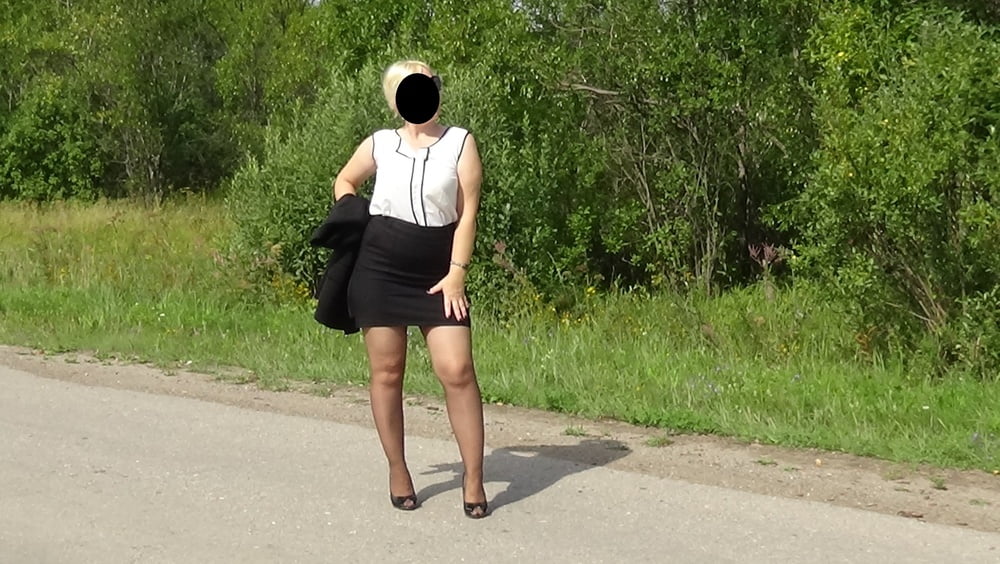 my ass in black pantyhose in nature #107229492