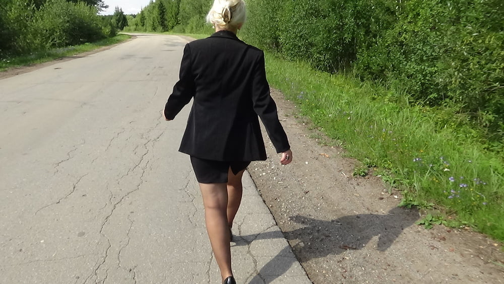 my ass in black pantyhose in nature #107229495