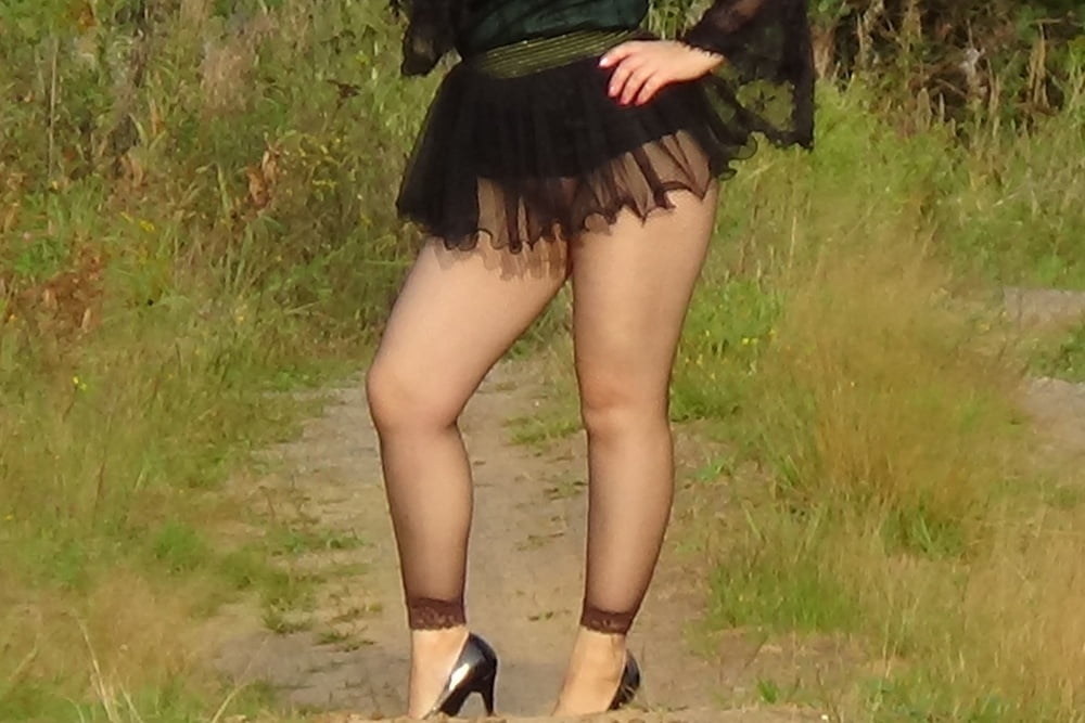 my ass in black pantyhose in nature #107229498