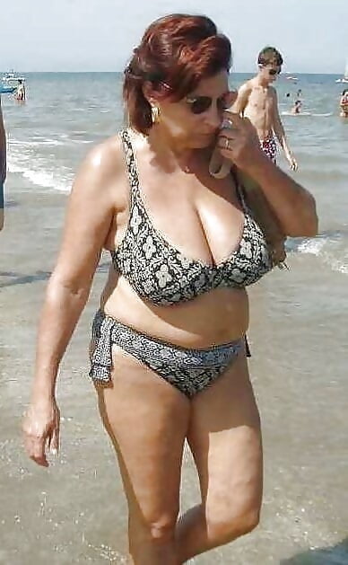 Granny big boobs beach #106464311