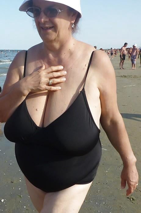 Granny big boobs beach #106464318