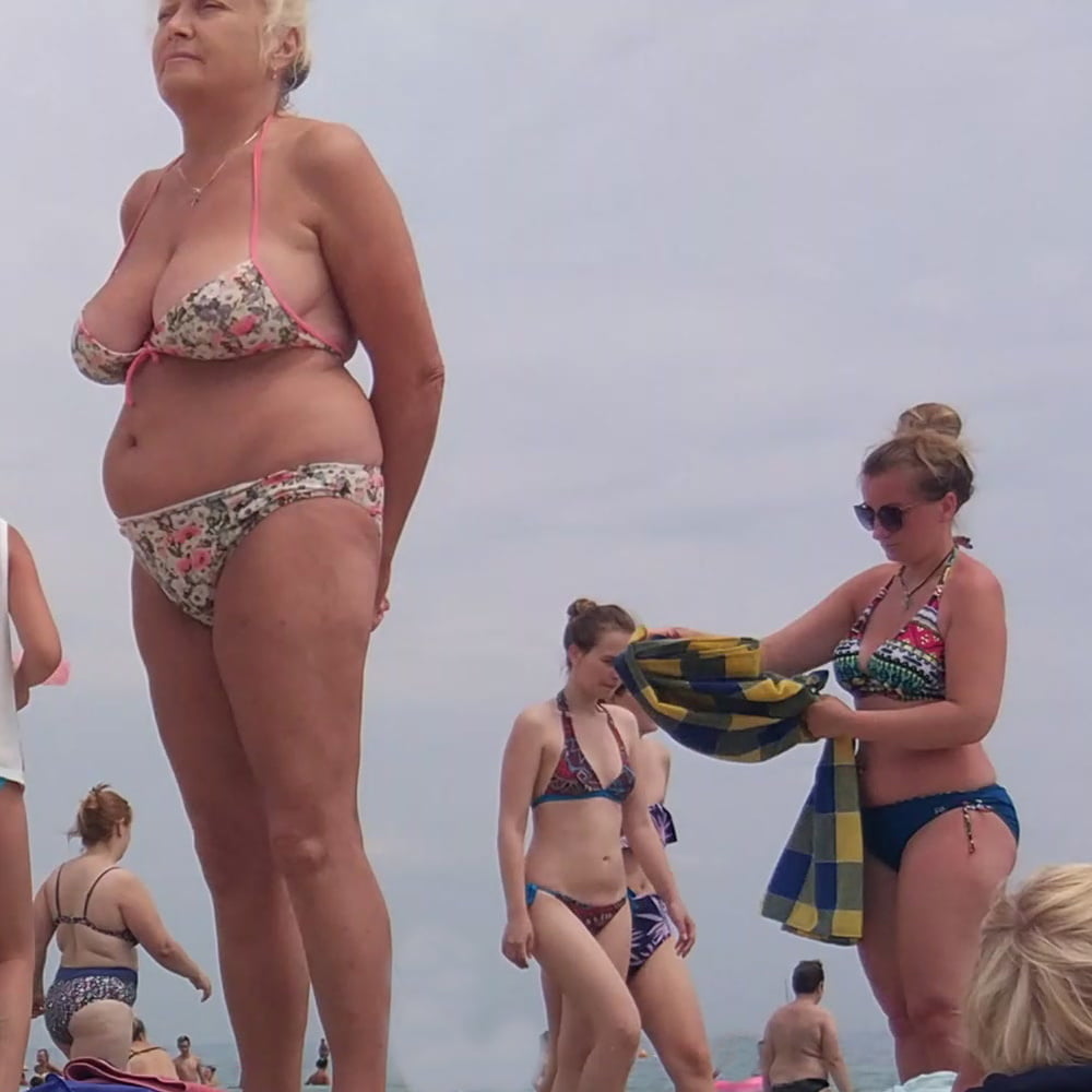 Granny big boobs beach #106464326