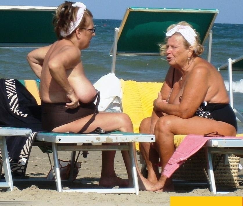 Granny big boobs beach #106464338