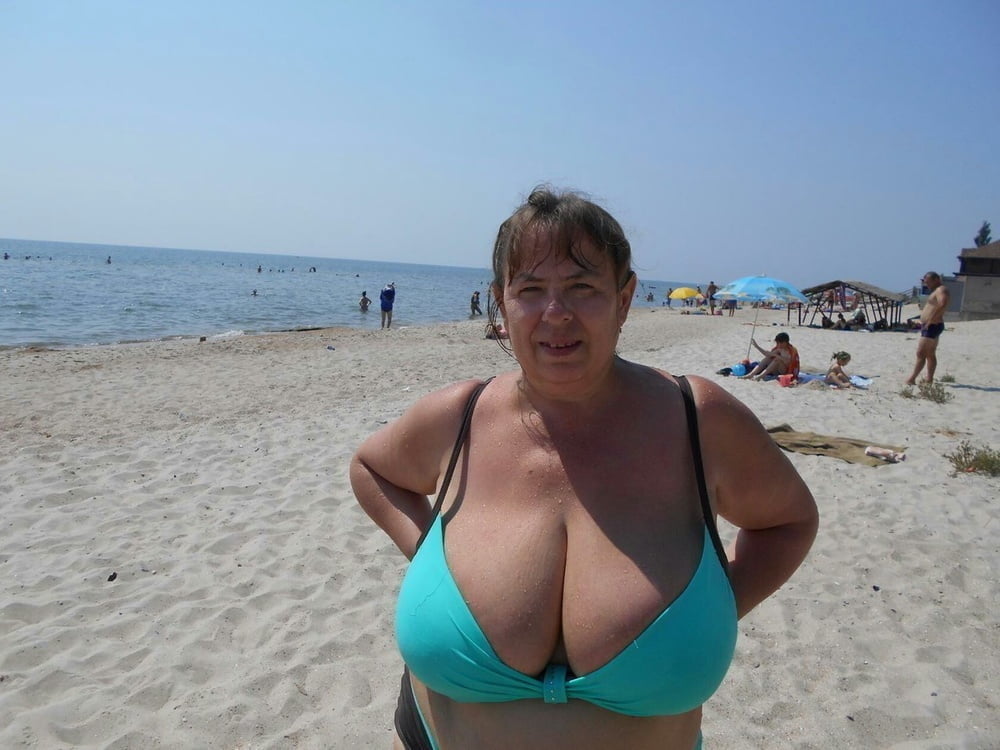 Granny big boobs beach #106464362
