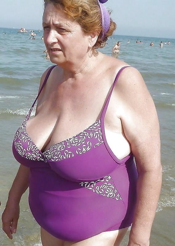Granny big boobs beach #106464365