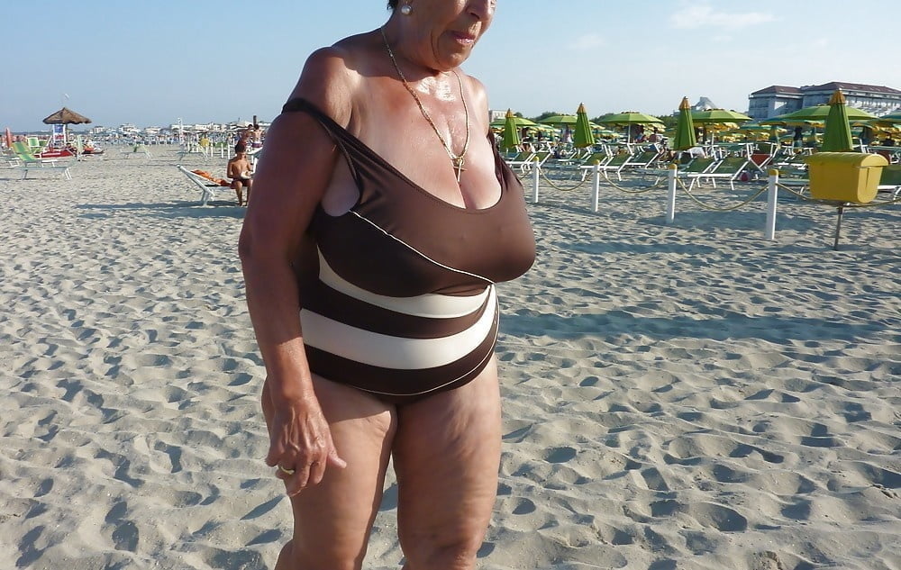 Granny big boobs beach #106464370