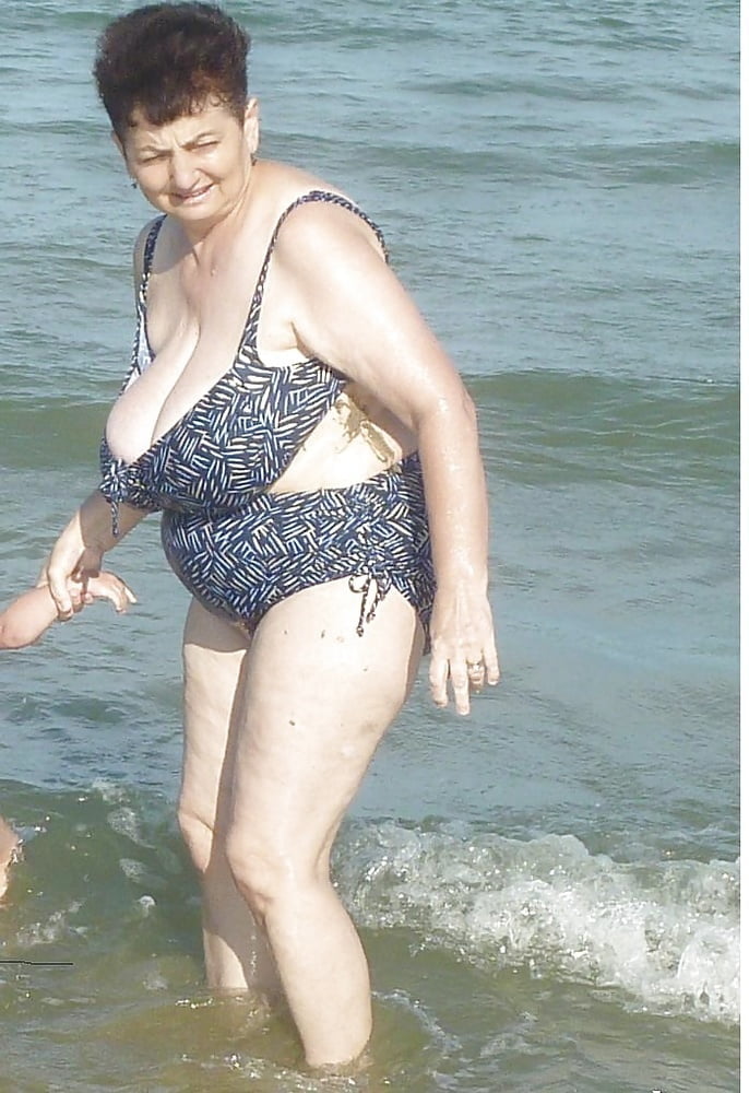 Granny big boobs beach #106464371