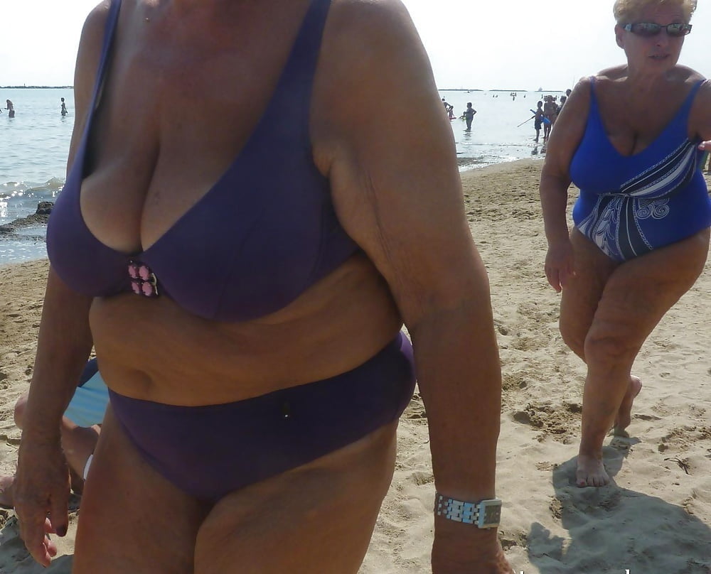 Granny big boobs beach #106464372