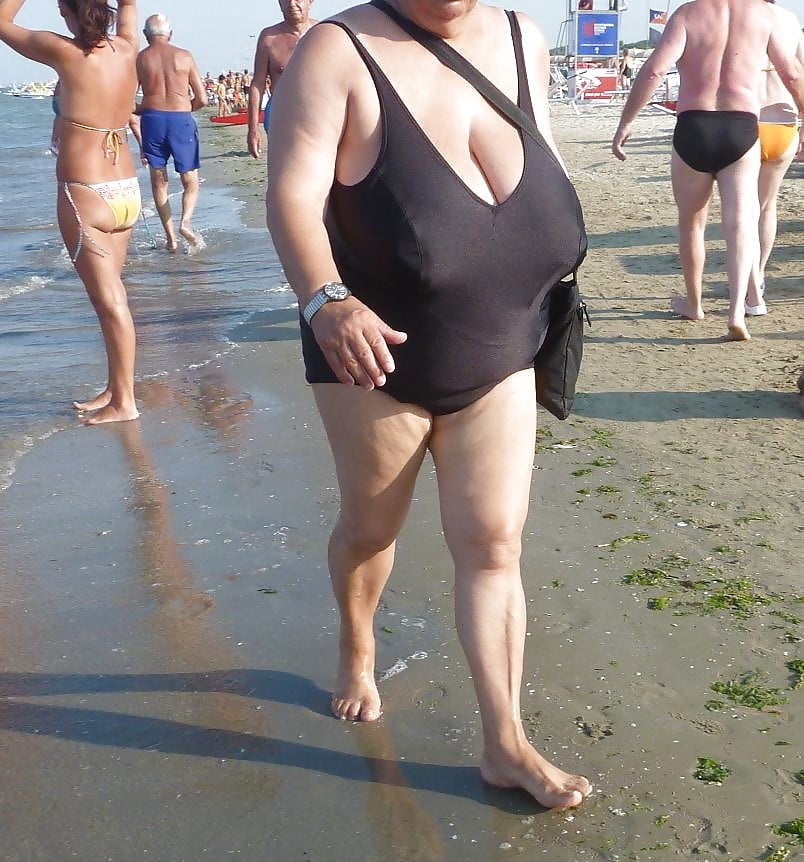Granny big boobs beach #106464376