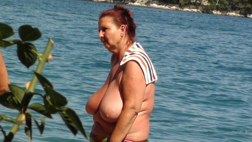 Granny big boobs beach #106464377