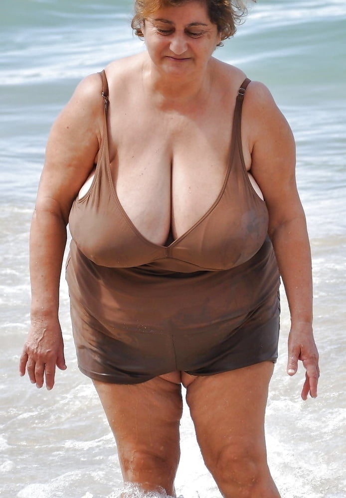 Granny big boobs beach #106464379