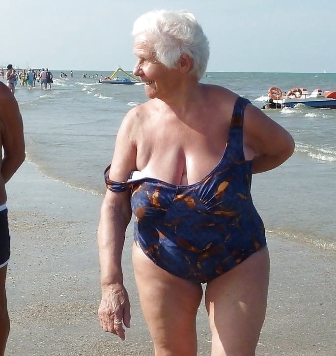 Granny big boobs beach #106464386