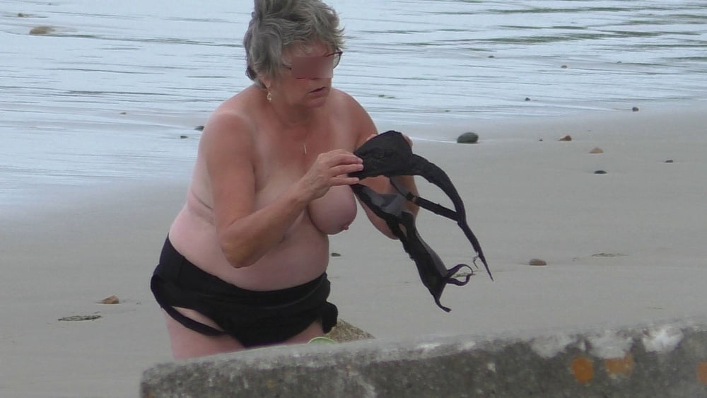 Granny big boobs beach #106464389