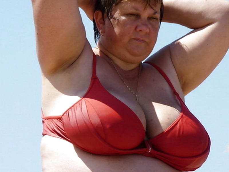 Granny big boobs beach #106464395