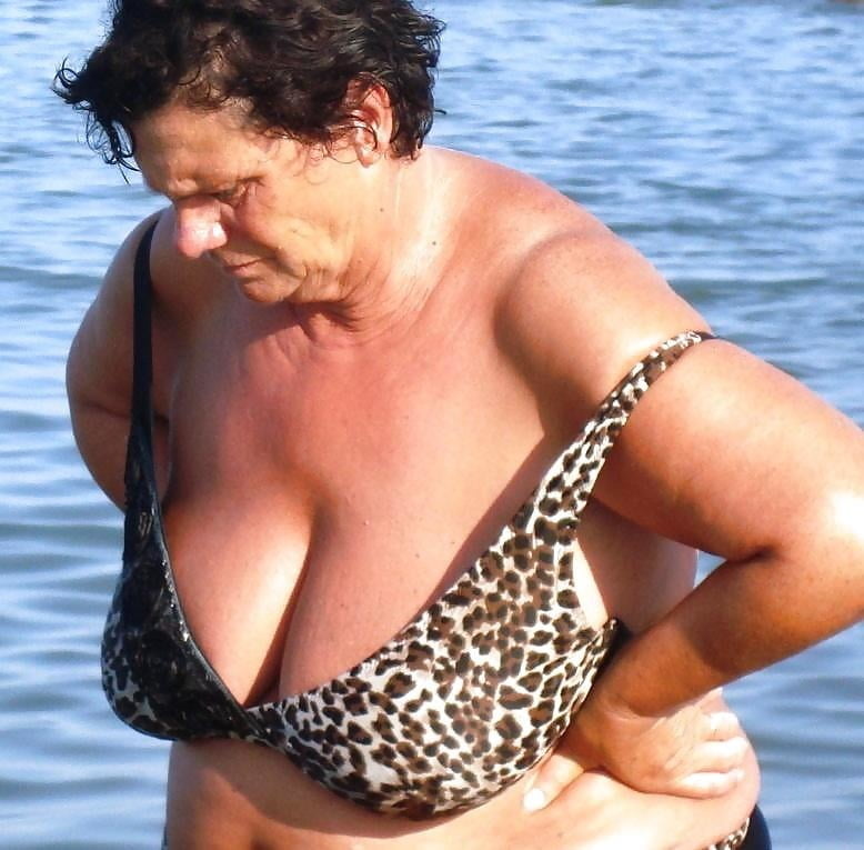 Granny big boobs beach #106464410