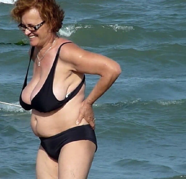 Granny big boobs beach #106464411