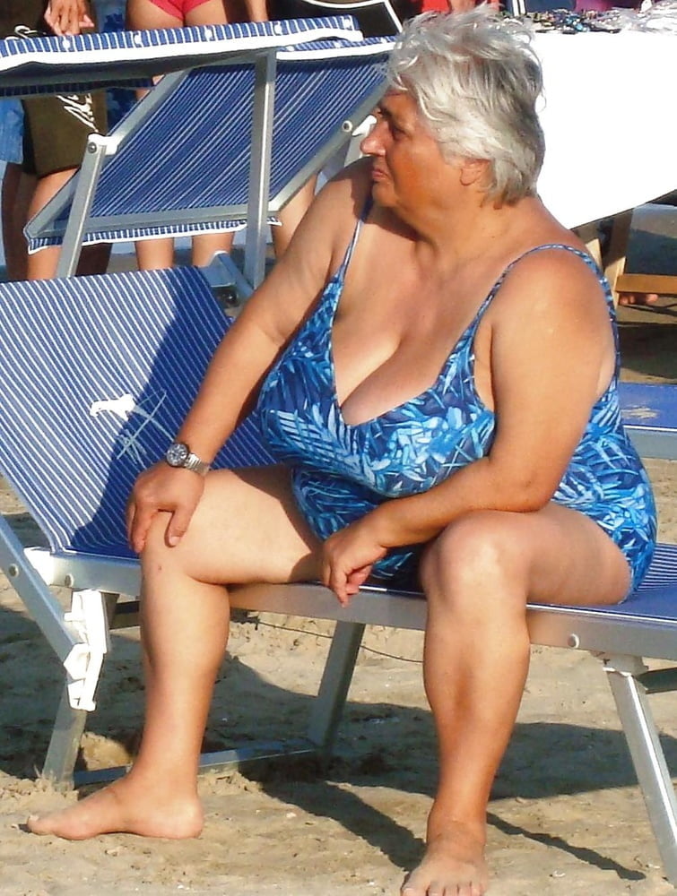 Granny big boobs beach #106464413