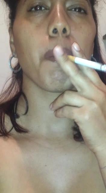 hot caribian ebony Awilda smoking cigarette #89409962