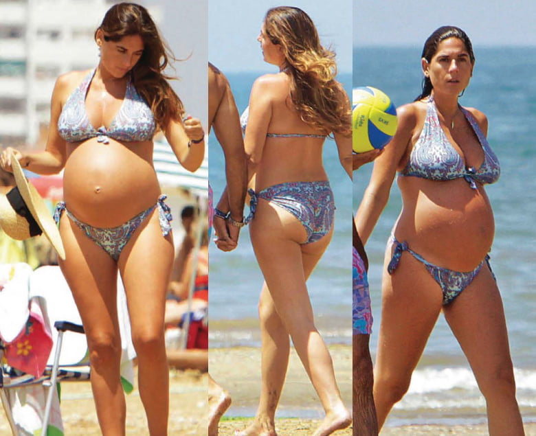 Pregnant celebrities in the beach #104315078