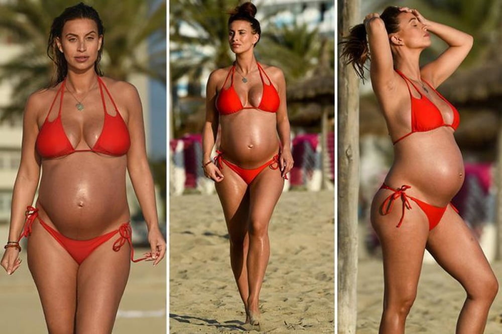 Pregnant celebrities in the beach #104315082