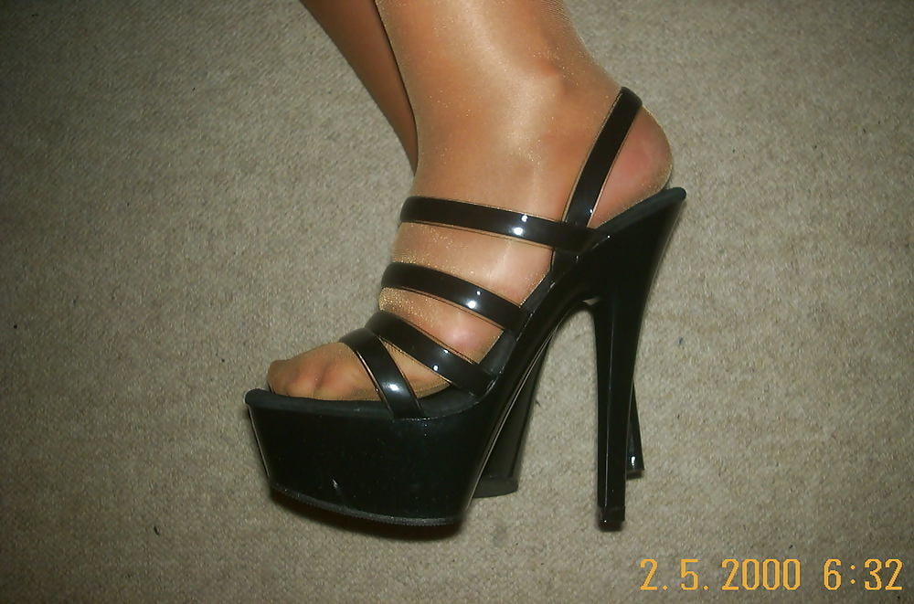 Hot Wife In Tan Stockings And Black Platform High Heels 2 #88227399