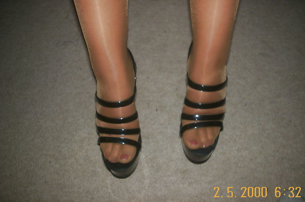 Hot Wife In Tan Stockings And Black Platform High Heels 2 #88227401