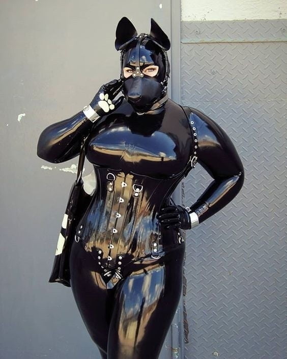 women in latex and rubber #98469132