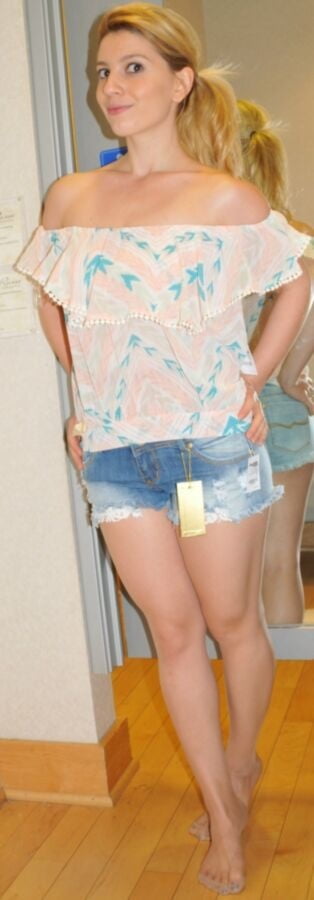 NN blonde cutie Lana wearing shiny tan tights #89711919