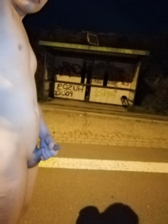 Naked at the bus stop at night #106956916