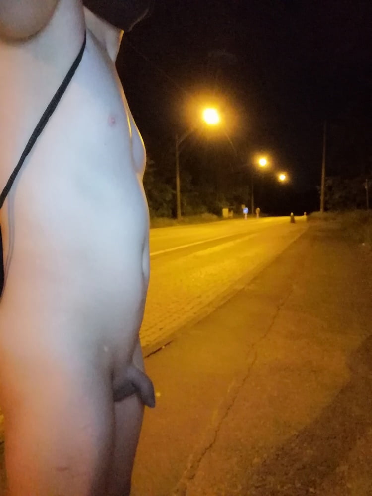 Naked at the bus stop at night #106956918