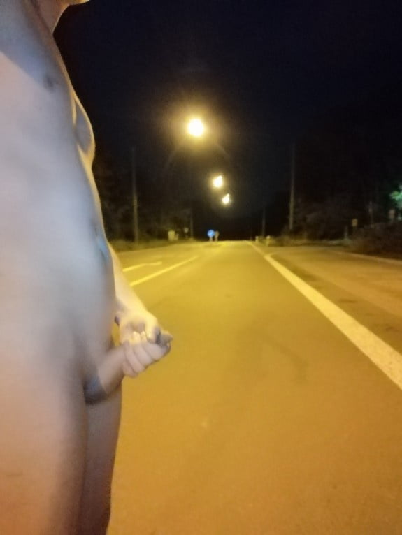Naked at the bus stop at night #106956925