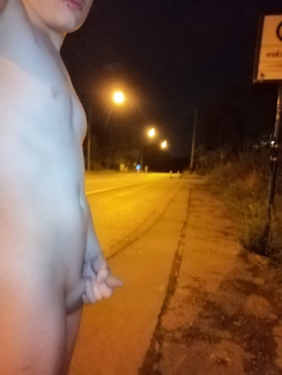 Naked at the bus stop at night #106956930