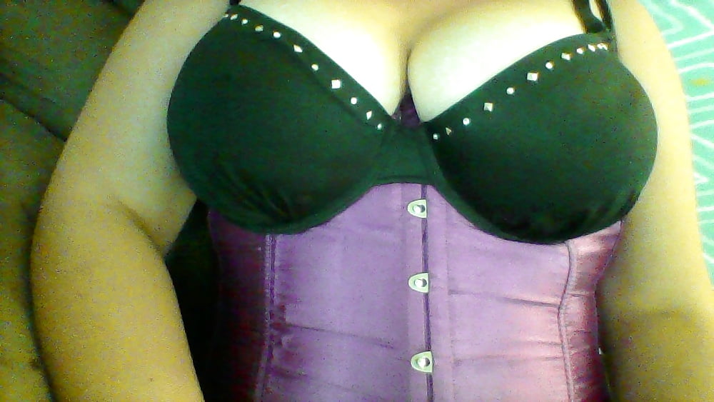 MILF in Purple Corset &amp; Satin Gloves Playing with Huge Tits #106656179