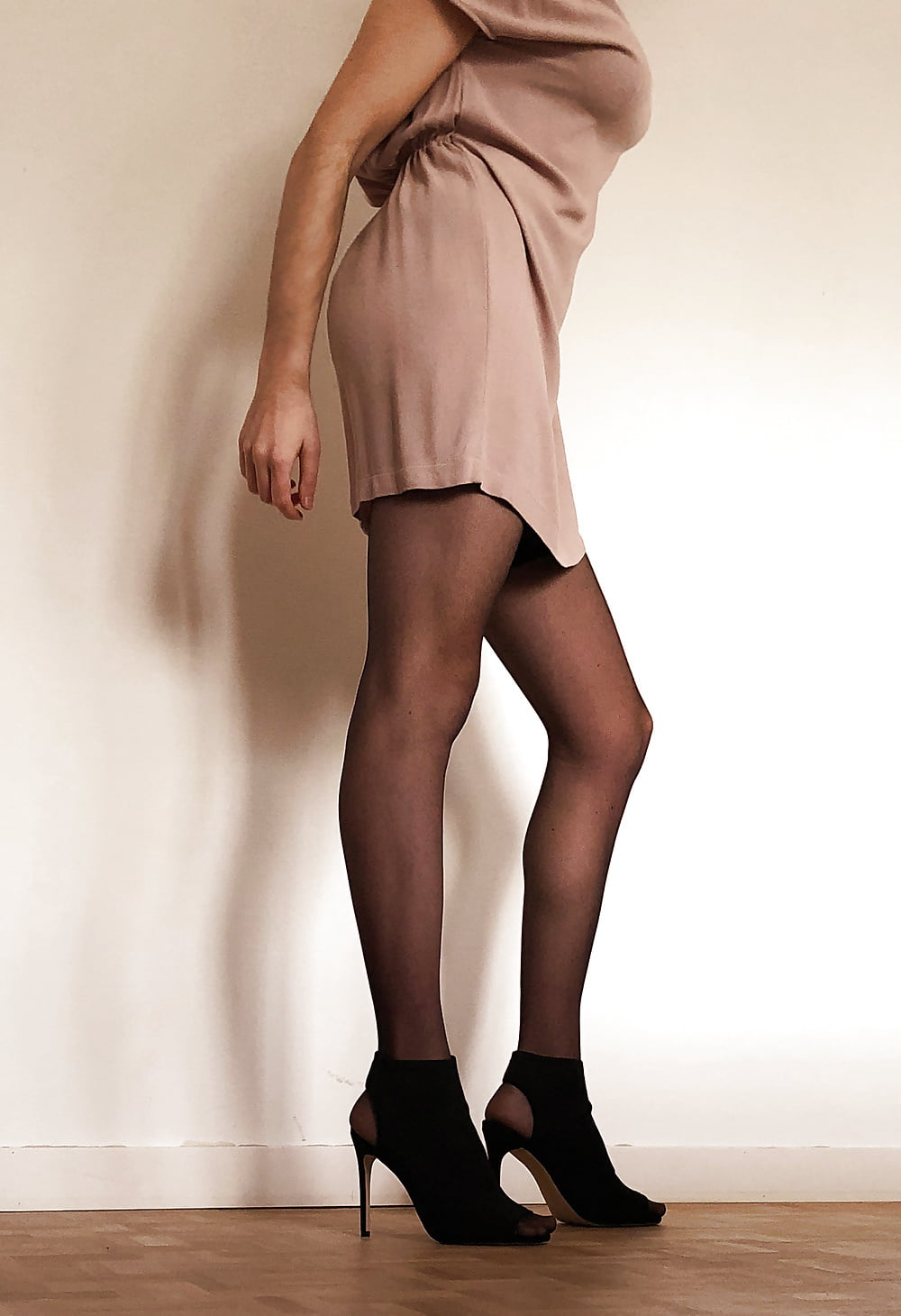 Pink dress stay up stockings upskirt #107135104