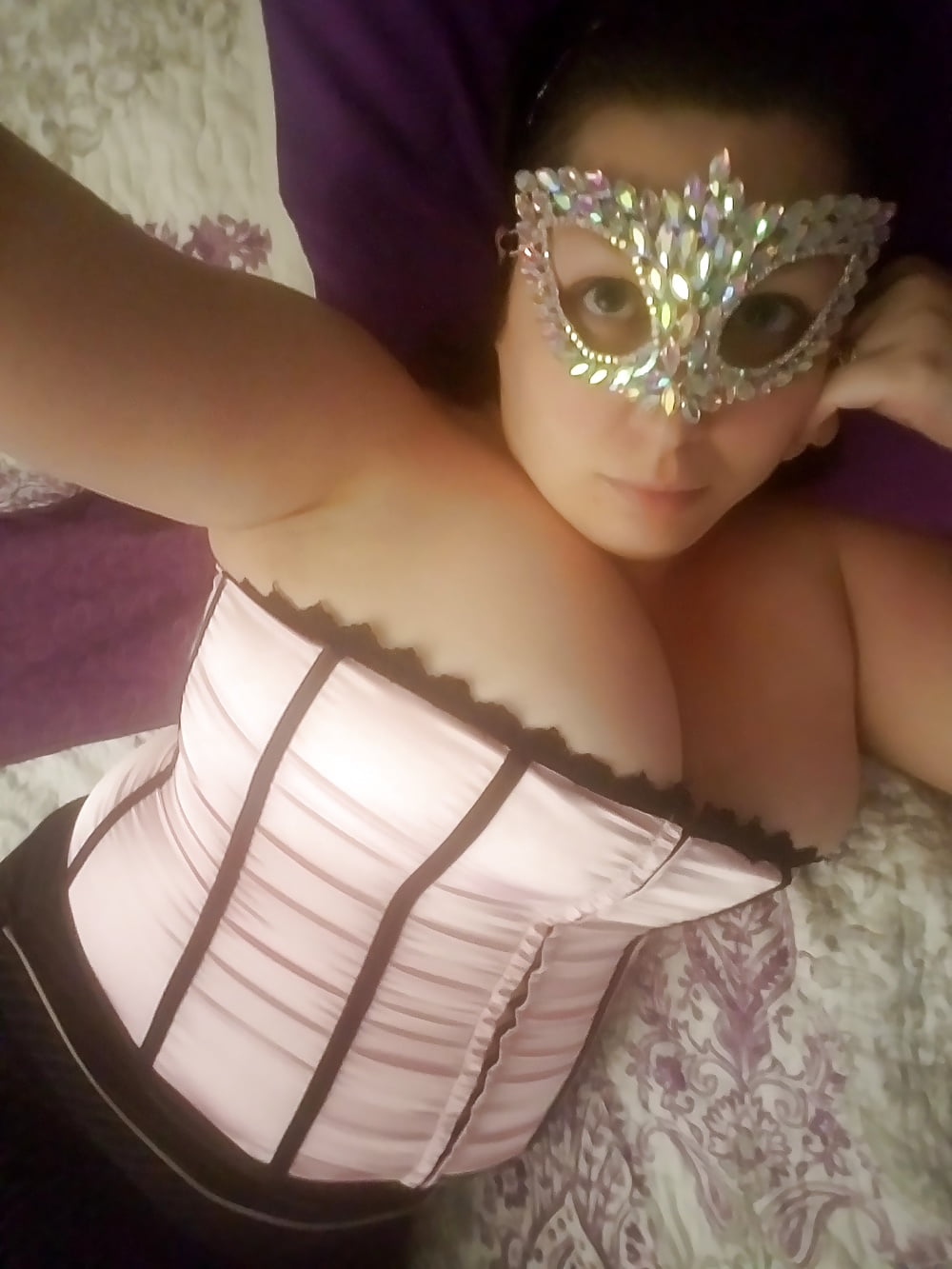 Dainty Pink Corset skirt and heels &amp; favorite crystal mask #106719509