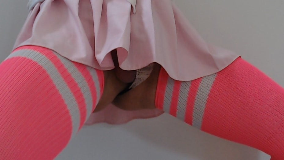 My big cock in slutty pink mini skirt &amp; black lacy panties! #106915031