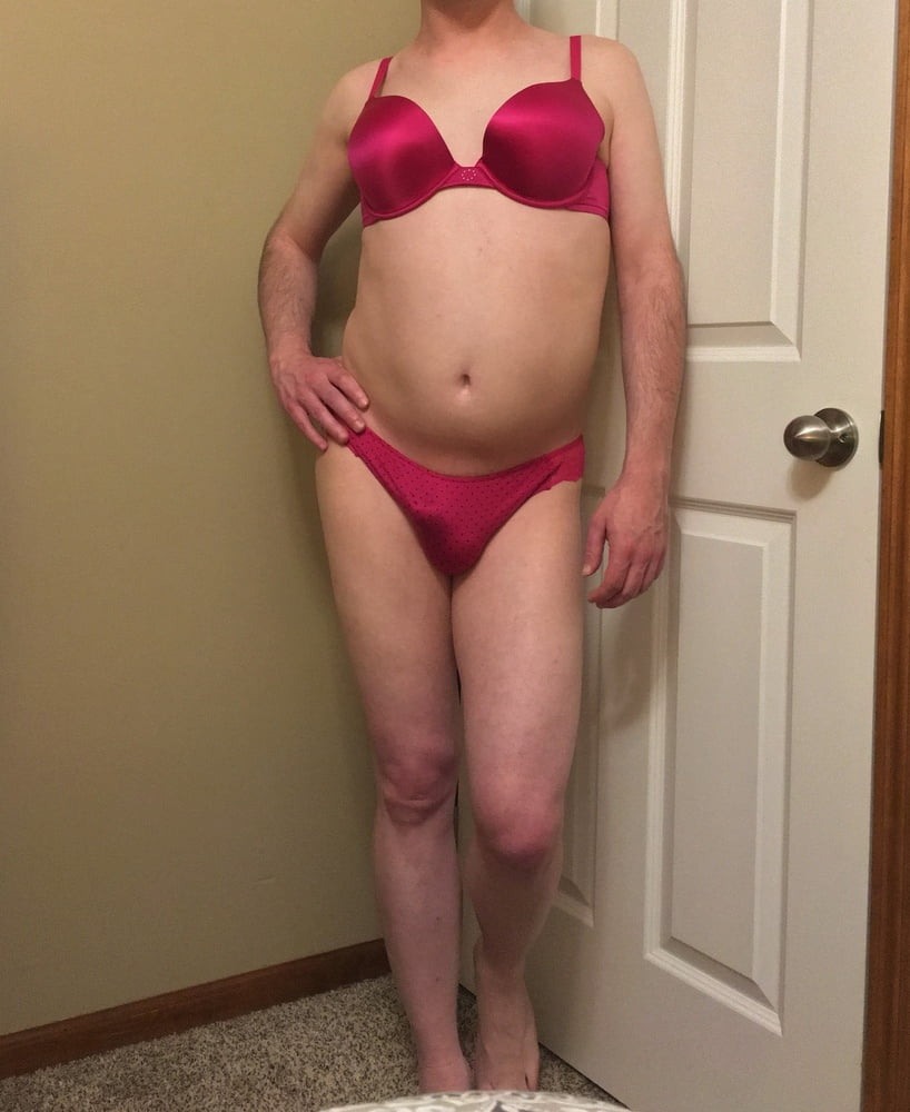 Crossdresser in Little Pink Bra and Panties #107163675