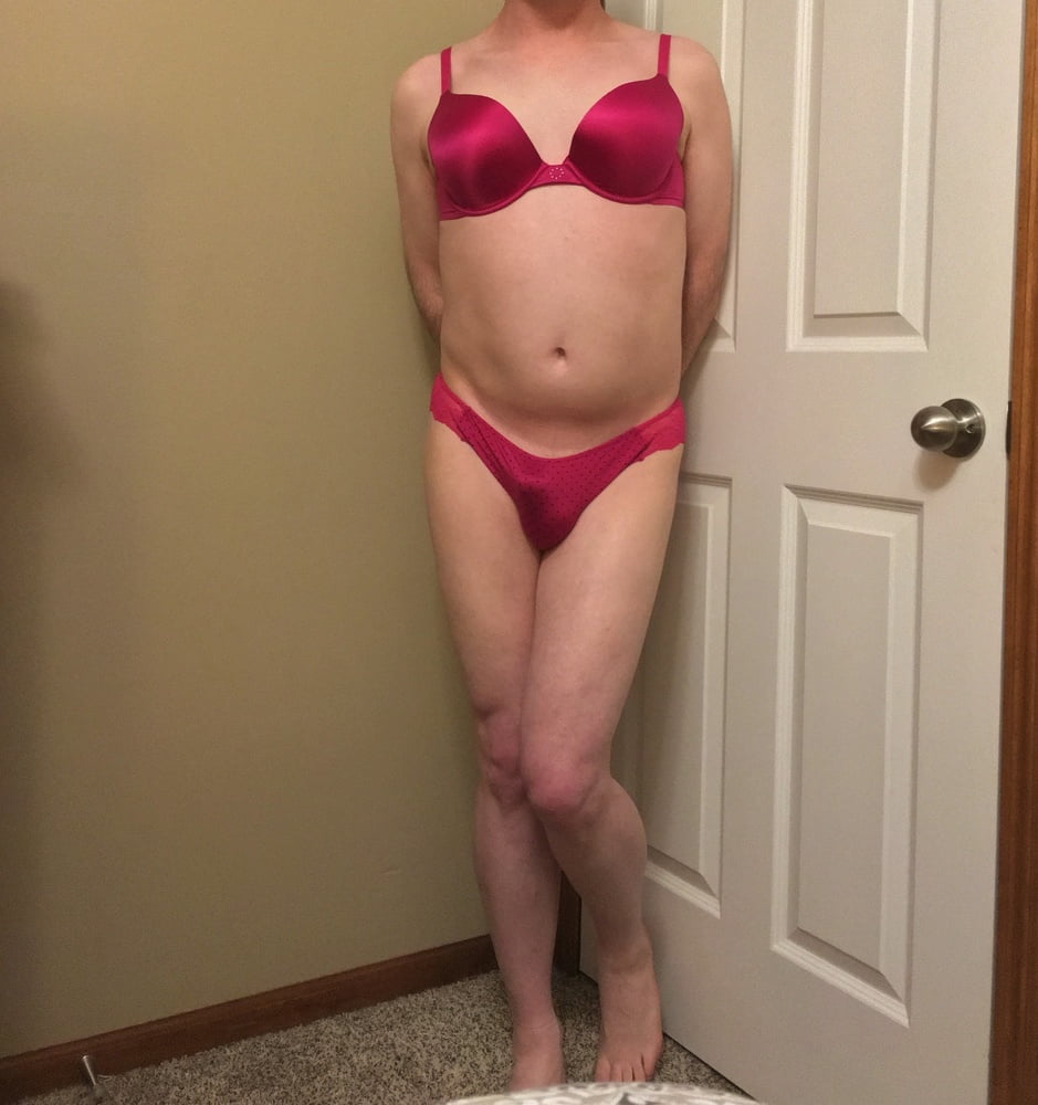 Crossdresser in Little Pink Bra and Panties #107163677