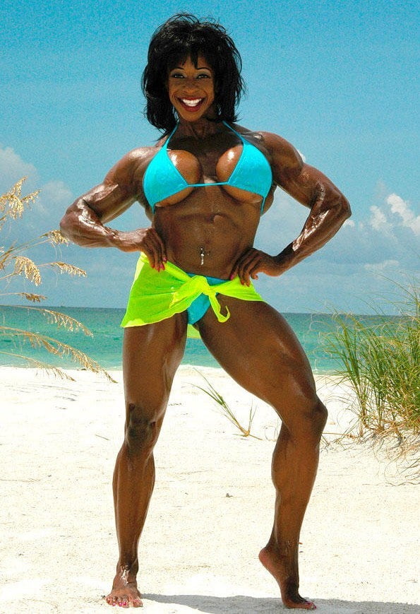 Black Beauty! Yvette Oiled Muscles Are So Sexy! #106303392
