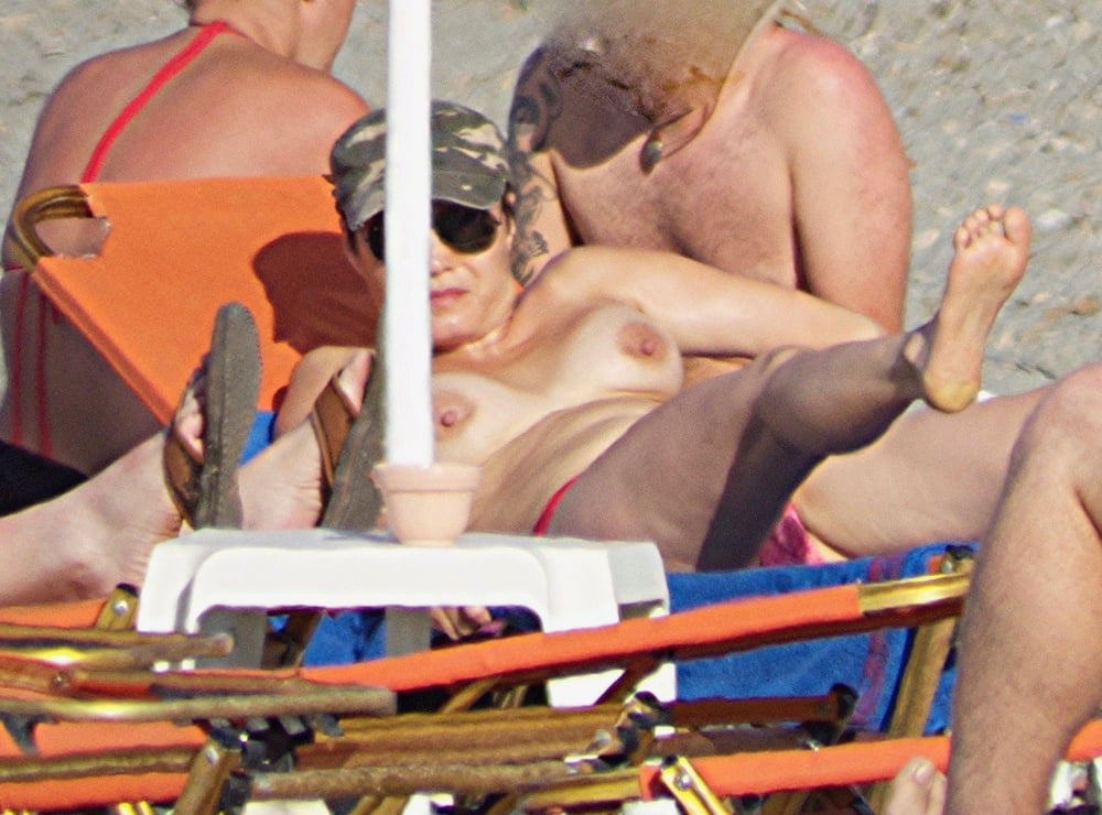 French milf big white tits first time topless on the beach #87379455