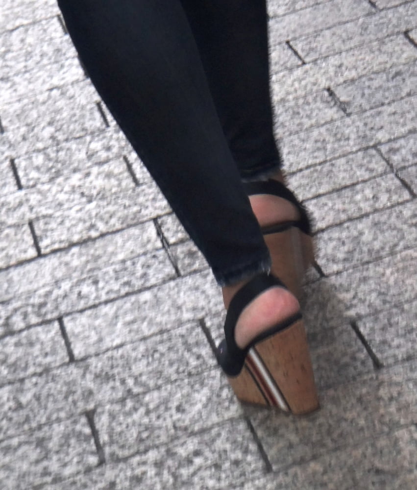 Candid hot mature in slingback wedges high heels #80481699