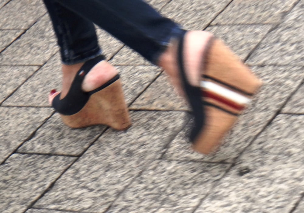 Candid hot mature in slingback wedges high heels #80481717