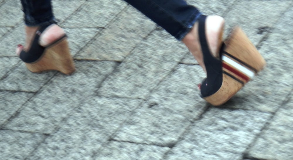 Candid hot mature in slingback wedges high heels #80481720