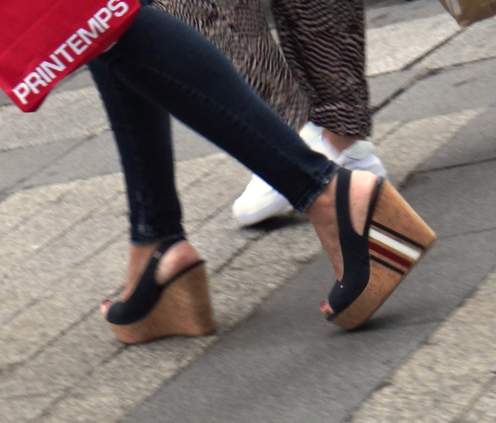 Candid hot mature in slingback wedges high heels #80481726