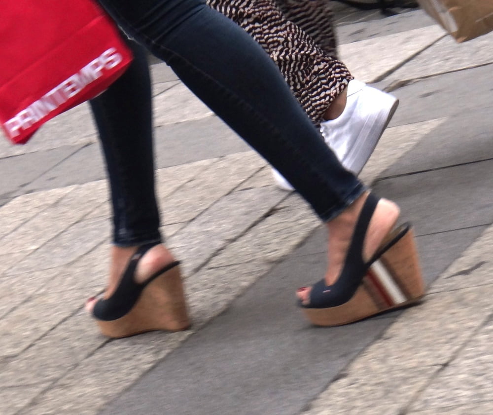 Candid hot mature in slingback wedges high heels #80481729