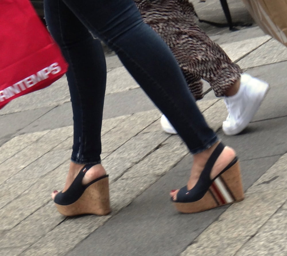 Candid hot mature in slingback wedges high heels #80481732