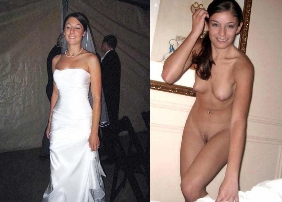 Wedding day brides dressed undressed on off ready to fuck #81389552