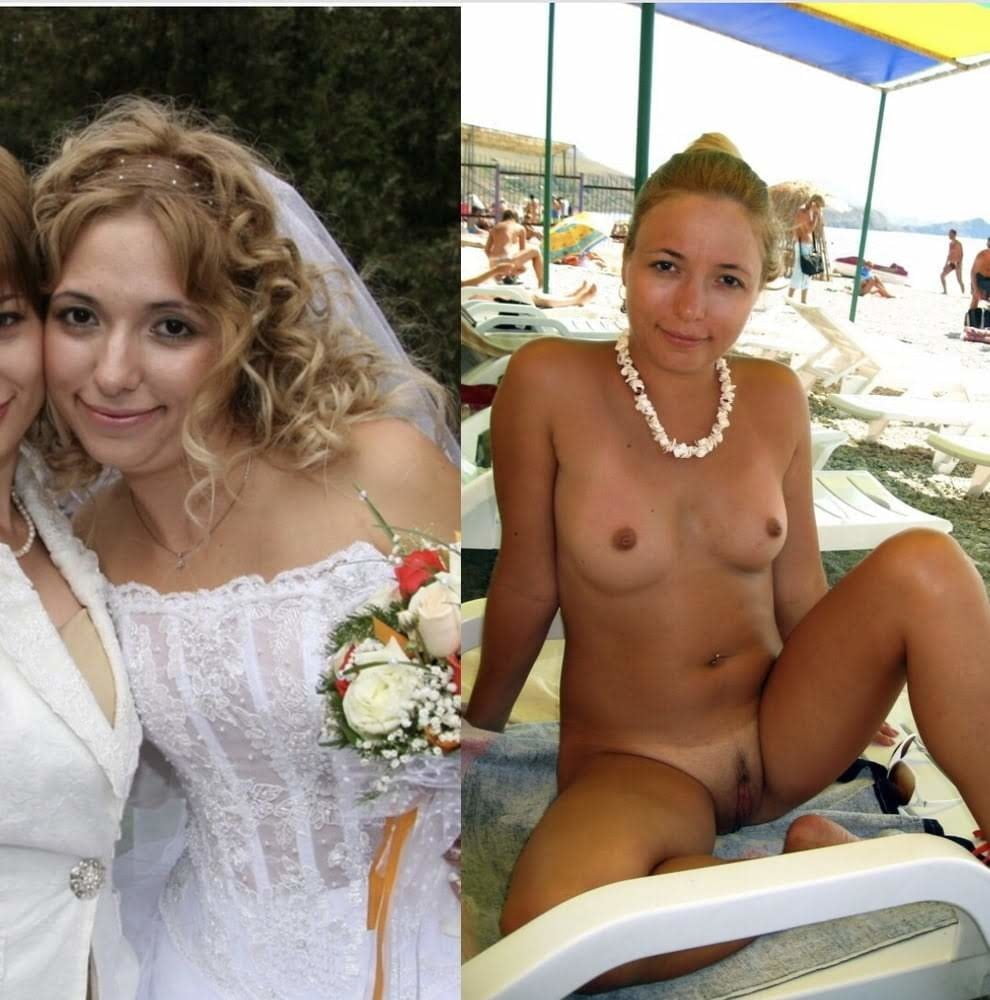 Wedding day brides dressed undressed on off ready to fuck #81389571
